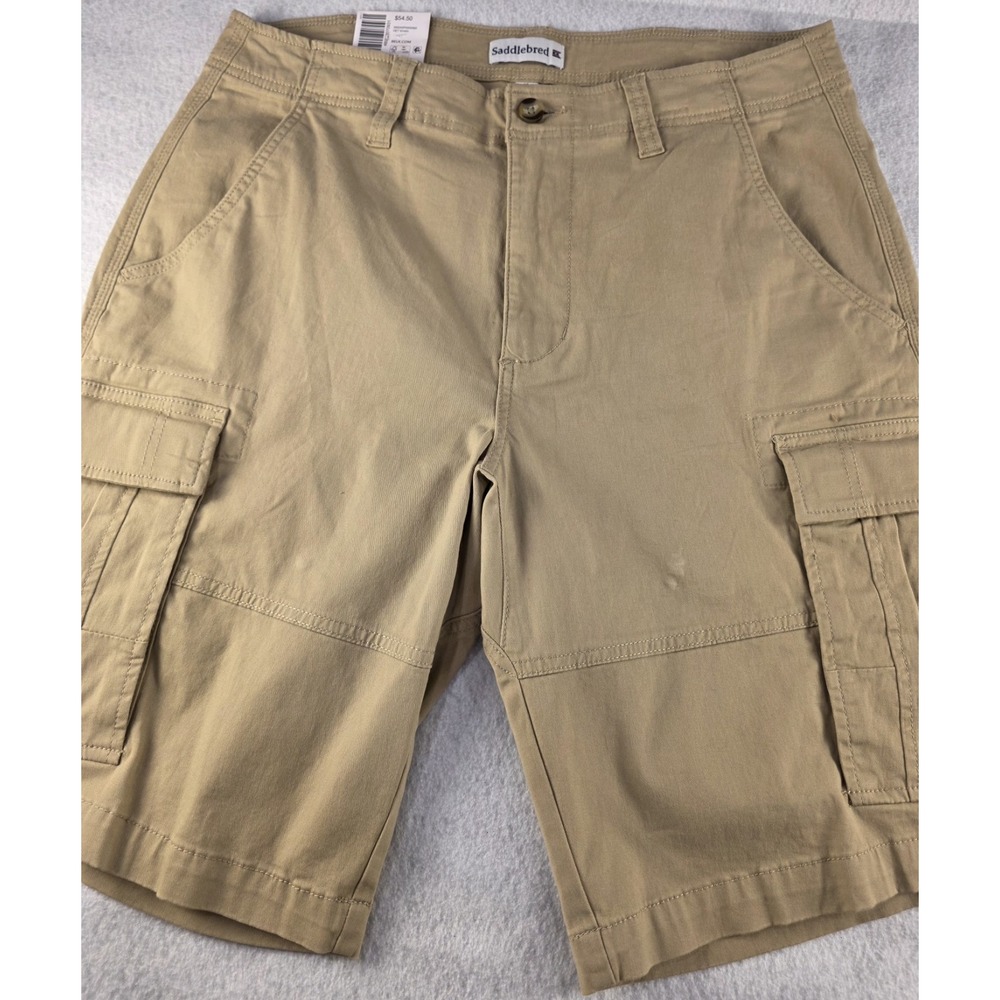 NWT Saddlebred Cargo Men's Shorts - Size: 32 -‎ Tan Khakis Comfort CottonBlend